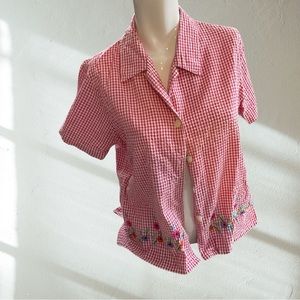 Cm Shapes Embroidered Gingham Blouse | S - image 1